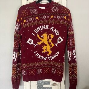 Game of Thrones Burgundy Graphic Crewneck Christmas Ugly Sweater